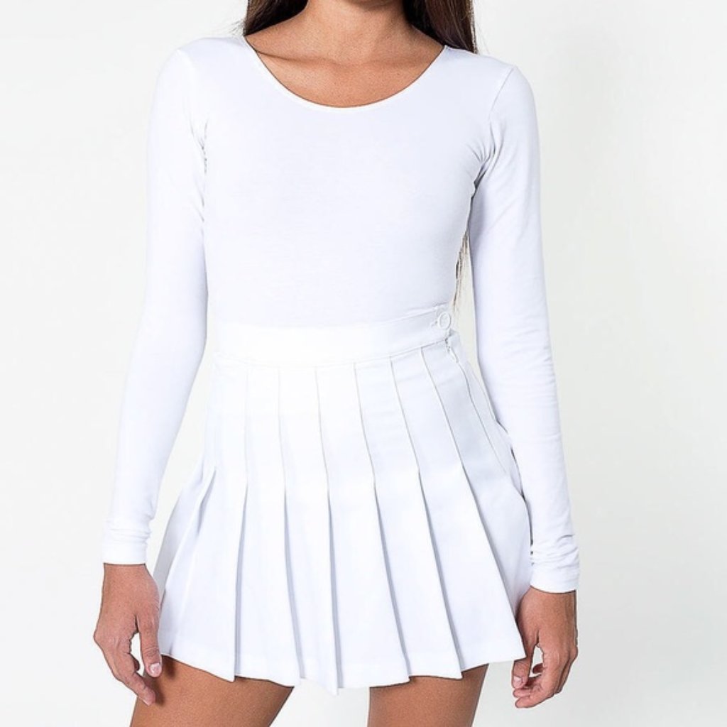 American Apparel Womens White Pleated Tennis Skirt Side Zipped Size Xs